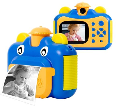 Andoer Sofortbildkamera für Kinder, 1080p, 12 MP, Sofortbildkamera für Kinder, 6,1 cm (2,4 Zoll), 180° drehbar, mit Druckpapier, Speicherkarte mit 32 GB, Aufkleber
