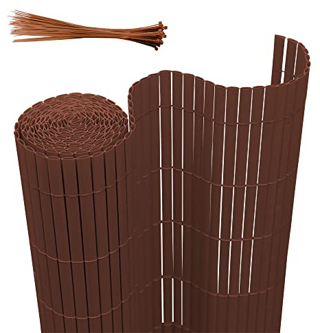 Joparri Sichtschutzmatte 180 x 600 cm PVC Sichtschutzzaun 3-Gewicht-Verstärkung, Stabil PVC Sichtschutzstreifen Braun Privatsphäre Sichtschutz für Garten Balkon Terrasse Zaun