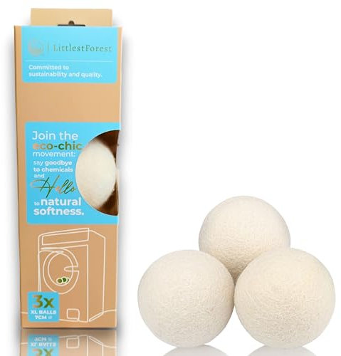 Bolas de secado de lana, suavizante de tela natural reutilizable para secadora, antiestático, hecho 100% con lana de Nueva Zelanda