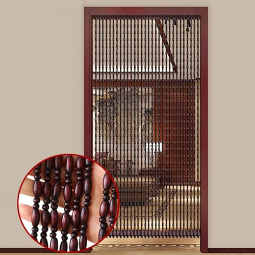 Sh000ad Retro Holzperlenvorhang,Dunkelrot Bambusvorhang Türvorhang Bambus Fliegenvorhang Natur Perlenvorhang,Sichtschutz,Heimdekoration für Balkon/Terrassentür,Anpassbar (100cm x 200cm(100 Stränge))