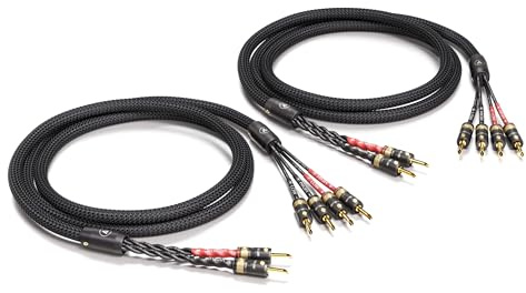 VIABLUE SC-4 Silver BI-Wire * High-End Lautsprecherkabel * T8 * Modell 2024 * Bananenstecker, echtvergoldet * 1 Paar * mit Splitter * 400 cm* 4.0 m