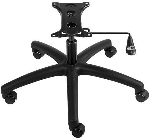 VEVOR Base de chaise de bureau de rechange, 710 mm, base de fauteuil de bureau d'ordinateur universelle 5 roulettes, charge statique 1134 kg, vérin à gaz et plaque de siège, pour remplacer base, noir