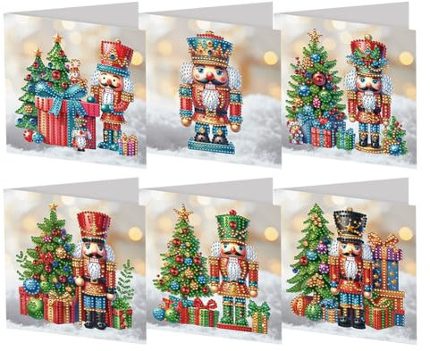 Demiawaking DIY 5D Diamond Painting Grußkarte mit Umschlag, 5D Diamant Malerei Weihnachten Karten Geburtstag Karte Weihnachtskarte Diamant Painting Geschenkkarte Weihnachtsdeko (6Pcs 01)