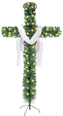 Albero di Natale pieghevole da 1,5 m - Albero di Natale finto a LED preilluminato con luci scintillanti, decorazioni natalizie facili da montare | Albero da esterno picchettato per giardino, casa, uff