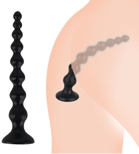 GKLWEJ Perles Anales, 250 mm Plug Anal avec 8 Anal Beads, Sex Toys Anals, Gode Anale, Buttplug, Sextoy Anal pour hommes femmes, Noir