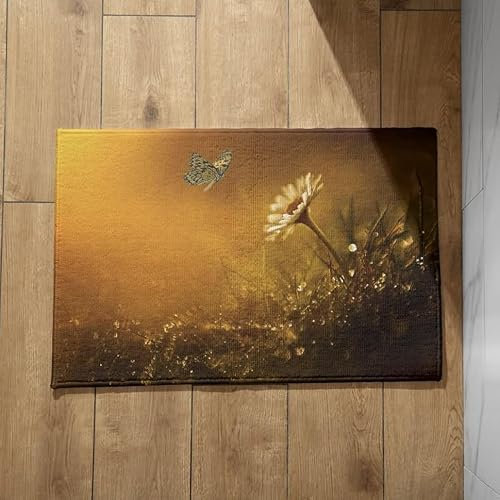 Ethereval Fußmatte Schmutzfangmatte Waschbare Fussmatte Blume Schmutzfangmatte Groß Innen Waschbar Fussmatte Lang 50X80cm