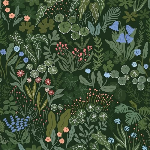 CiCiwind Selbstklebende Tapete Blumen Grün Tapete 44×350CM Möbelfolie Selbstklebend Blatt Blume Tapete Abnehmbar Vinyl Klebefolie für Wohnzimmer Schlafzimmer Küche Wand Schränke Dekor