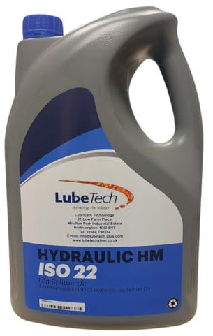 LUBETECH LOG SPLITTER OIL 5 LITRE, A HIGH SPECIFICATION ISO VG 22 HYDRAULIC LOG SPLITTER OIL UK MADE
