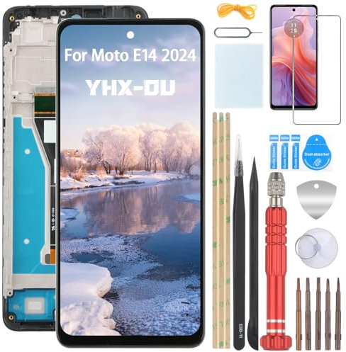 YHX-OU Écran tactile LCD de rechange pour Motorola Moto E14 2024 avec cadre noir 6,6 + outils