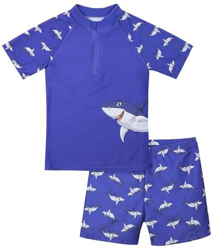 BSBUY Traje de Bañador Niño, Bañador Natacion Niño de Secado Rápido, Patrón de tiburón, Bañador de Niño para Playa Natación Surf Practicar Snorkel Nadar Jugar Agua, Unisex Niños-100cm