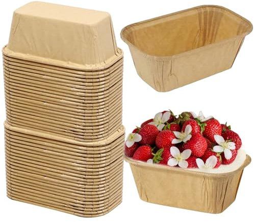 50 PCS Mini Loaf Cake Cases – Greaseproof Baking Cups for Muffins, Bread, and Desserts – Perfect for Home & Professional Bakers