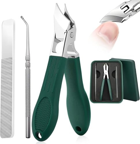 Nail Clippers, Eagle Beak Beveled Toenail Clipper, Pedicure Sets Steel Nail File for Thick Nails, Seniors, Long Handle Wide Jaw Opening Anti-Splash Slanted