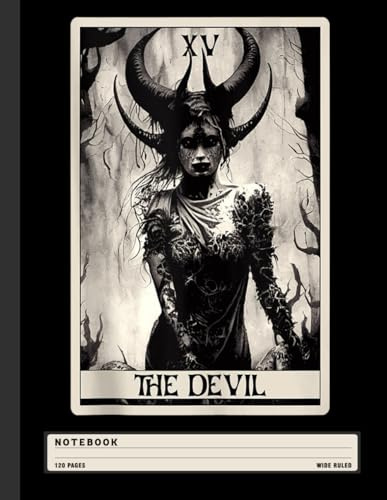 Occult Tarot Notebook: The Devil Card with Dark Horror Aesthetic – Wide Ruled Journal for Tarot Readers, Witchy Fans, and Gothic Art Lovers