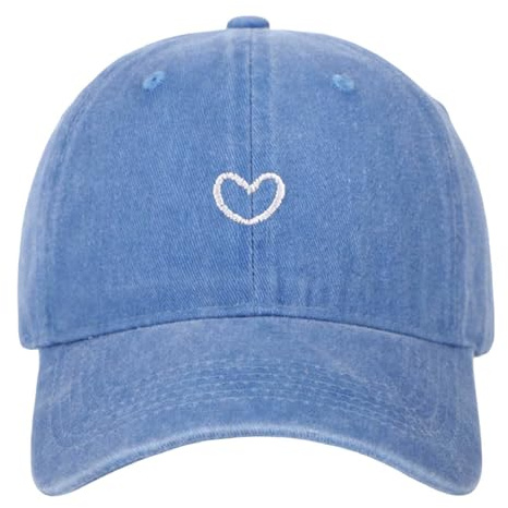 Baseballkappe Damen Sommer Einstellbare Baseballmütze mit Herzförmiges Stickmuster Retro Baseball Cap Damen Sonnenschutz Basecap Tennis Kappe Sport Cap Sommer Schirmmütze