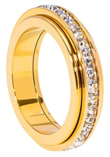 ChungLong0593 Titanstahl-Spinner-Ring, Zirkonia, Ewigkeitsband, Fidget-Ring für Damen und Herren, drehbarer Angstabbauring mit Größen 5–12, Modeschmuck, Geschenk für Sie und Ihn, Metall, Kein