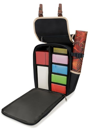 ENHANCE Designer Edition Kompakter MTG-Rucksack mit anpassbarem Innenraum für Magic: The Gathering, Lorcana & mehr - Zubehörfach für Würfelbeutel, Boosterpacks, Tag Tracker, Playmat-Fach (Schwarz)