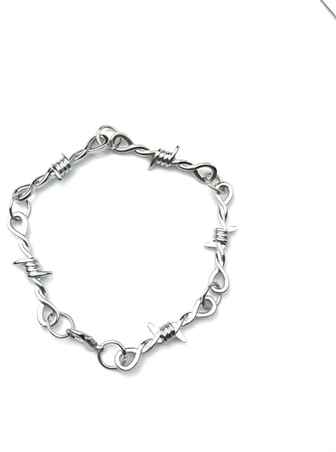 LYGBAOFUL 925 Sterling Silver Barbed Wire Necklace, Small Brambles Unisex Choker Hip-hop Gothic Punk Little Thorns Chain Choker, Barb Bracelet