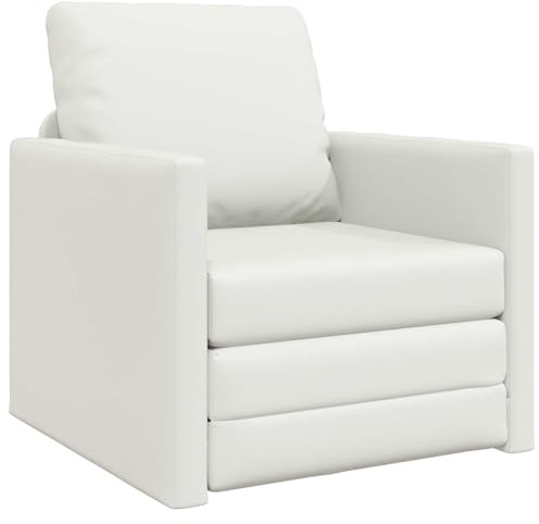 XHNIFBN Schlafsofa Weiß Kunstleder 74x77x81 cm Modernes Bodensofa Bett für Wohnzimmer Jugendzimmer Gästezimmer kleine Räume platzsparend