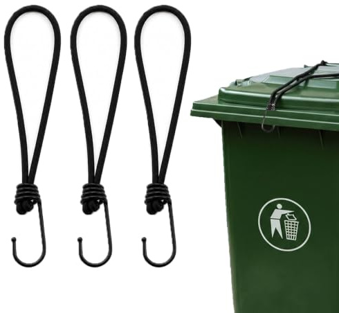 EXQUIMA 3 PCS Wheelie Bin Locks, Universal Wheelie Bin Locks, Enhanced Security to Keep Out Neighbours & Wildlife for Use in High Winds Storms, Wheelie Bin Lid Straps (Pack of 3)