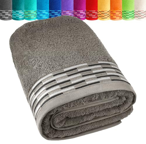 Lashuma Strandtuch Baumwolle 90x180 cm, Lugano Frottee Badetuch Grau