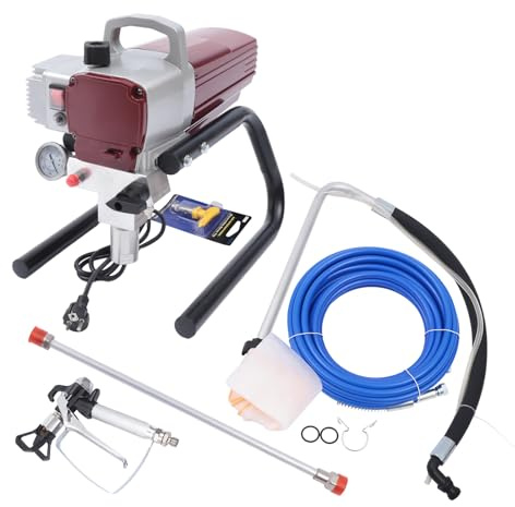 Snnowdate Pulvérisateur Peinture Airless 1800W Mur Plafond | Acier inoxydable, pistolet airless électrique, tuyau haute pression 10 m, murs intérieurs, meubles clôtures