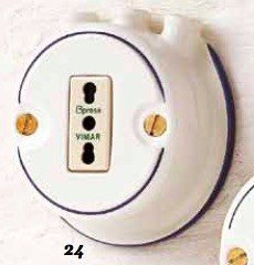 Presa elettrica in ceramica con pipe stile rustico vintage - Bianco (nessun decoro)