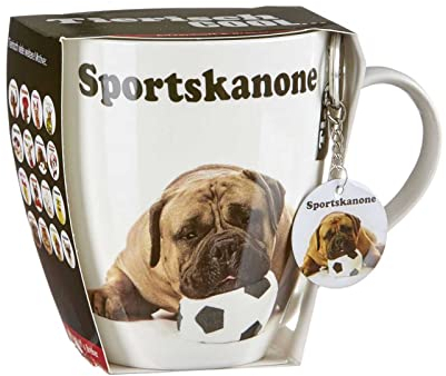 Ritzenhoff & Breker Jumbotasse mit Anhänger, Sportskanone, 600 ml, Geschenkset mit Hund-Motiv