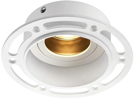 National Lighting Horizon Matt White Round Trimless Plaster in GU10 LED Anti Glare Low Profile Die Cast Tilt Rotate Ceiling Downlight Spotlight