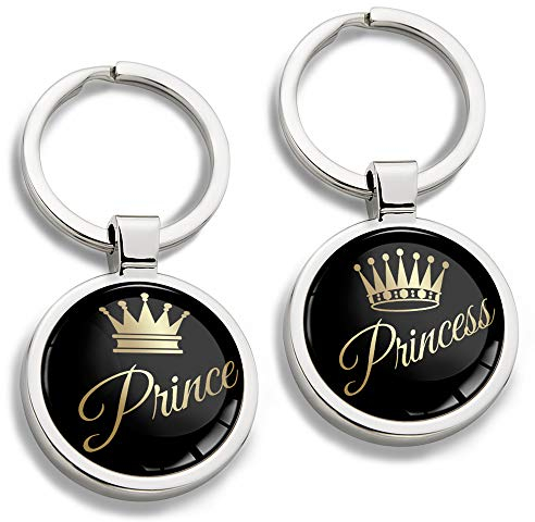 Biomar Labs Schlüsselanhänger aus Edelstahl – Metall Keyring mit verschiedenen Textdesigns – Robuster Anhänger für Auto, Tasche & Schlüsselbund (Prinz & Prinzessin Emblem KK 250)