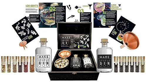 Make Your Gin Holzbox Gin zum Selbermachen - 12 Botanicals + Bar Trichter + Anleitung mit Rezept Änderung vorschlagen