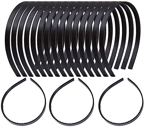 Gurxi Haarreifen Schwarz Kunststoff Einfach haarreif Zähne Kamm Stirnbänder Dünne DIY Haarbänder Stirnbänder Kunststoff Stirnband Haarreife mit Anti-Rutsch Zähne für Frauen Mädchen 20 Stück