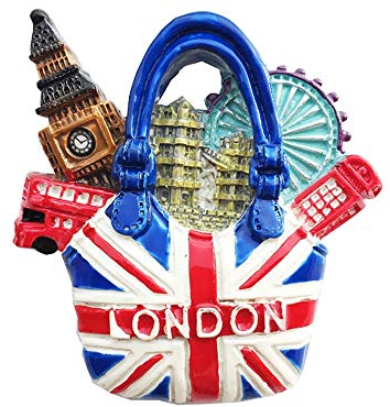 London UK 3D-Tragetasche, Souvenir, Kühlschrankmagnet, Geschenk, handgefertigte Heim- und Küchendekoration, England-Kühlschrankmagnet-Kollektion