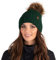 Vivisence Cappello Invernale da Donna con Pompon Realizzato in Filato Morbido E Caldo con Fodera Interna in Pile Antistatico vestibilità Comoda Ideale per l'inverno, Verde,Taglia Unica