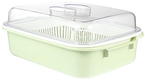 TOYANDONA Drying Racks with Cover Plastic Bottle Storage Box Dinnerware Organizer Cutlery Utensil Tableware for Countertop