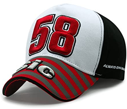 Mfacl Hip-Hop Cap Baseballkappe Sunhat Casual Hat Snapback Hüte, Moto GP Motorfiets Italian Racer 58 Simoncelli San Carlo Baseballmütze Hiphop für Männer (Color : Red, Size : Adjustable)