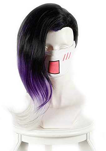 Spiel OW Sombra Perücke 40cm Schwarz Lila Silber Ombre Mix Lockiges Kunsthaar Olivia Colomar Cosplay Kostüm Perücken