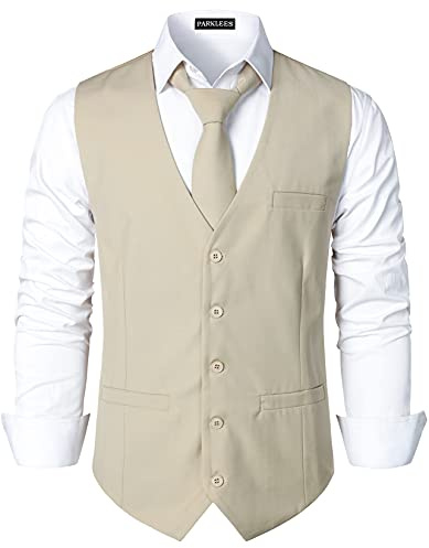 PARKLEES Chaleco de esmoquin para hombre, diseño urbano, para negocios, formal, ajustado, para hombre