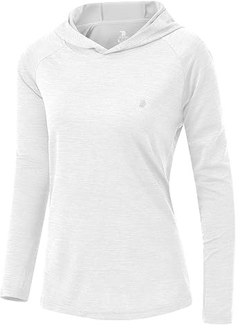 YSENTO Womens Long Sleeve Running Sports Tops Gym Workout Yoga Lightweight Training Hoodies(White,m)