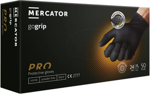 Nitrilhandschuhe 100 Stück Schutzhandschuhe strapazierfähige Arbeitshandschuhe Gartenhandschuhe S - XXL Größe Bequem Einmalhandschuhe GoGrip Einweg latexfrei Nitril-Handschuhe (L 100 Stück, BLACK)