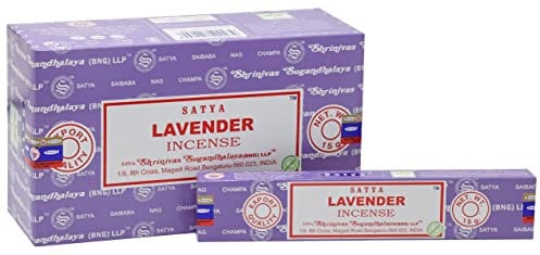 EARTH Satya Lavender Incense Sticks 15 GMS (Pack of 12) (Green Certified) Indian Perfumed Hand Rolled Agarbatti Perfect for Worship,Relaxation, Medication.