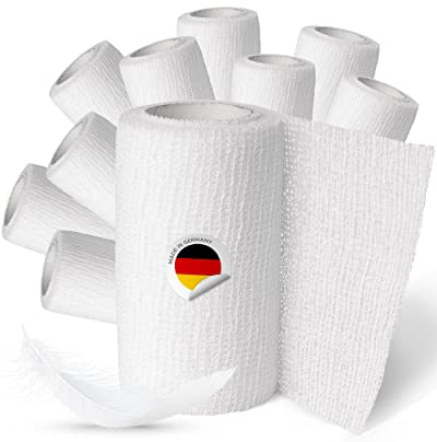 10x 8cm breite Haftbinde 4m elastische selbsthaftend kohäsive Fixierbinde Verband Binde selbstklebend, Schnellverband