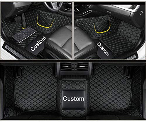 Auto Fußmatten Nach Maß für 98% Limousine SUV Kombi PU Leder Anpassen Fussmatten Kompatibel mit 2000-2024 Allwetter wasserdichte rutschfeste Auto Teppich Schwarz
