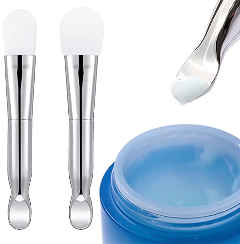 2 Pièces Pinceaux Masque Visage Brosse Masque en Silicone Brosse D'Applicateur de Masque Facial Pinceaux de Maquillage Souple pour L'application Visage Yeux Crème