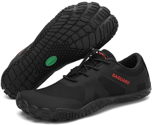 SAGUARO Barfußschuhe Herren Traillaufschuhe Männer Atmungsaktiv Fitnessschuhe Damen Outdoor Schnell Trocknend Wassersport Barfuss Schuhe Schwarzkohle 41 EU