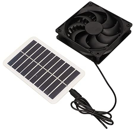 Kit de Ventiladores con Energía Solar de 3 W y 5 V, Ventilador de Aire con Panel Solar, Ventilador de Escape Solar Portátil para Casas de Mascotas, Casas Rodantes