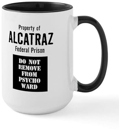 BAAROO Property of Alcatraz Große Tasse Keramik Kaffeetasse, Teetasse, 425 ml