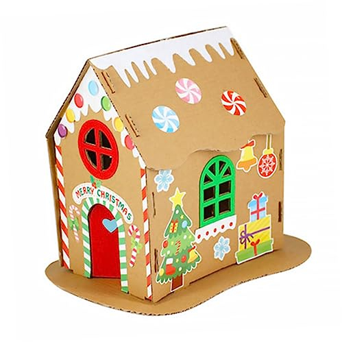 HOMSFOU 1 Satz Weihnachtsplätzchenhaus Weihnachtsdorf Aus Papier Beleuchtetes Lebkuchenhaus Bausätze Für Lebkuchenhäuser Selber Machen Weihnachtshandwerk Kind Material Weihnachten