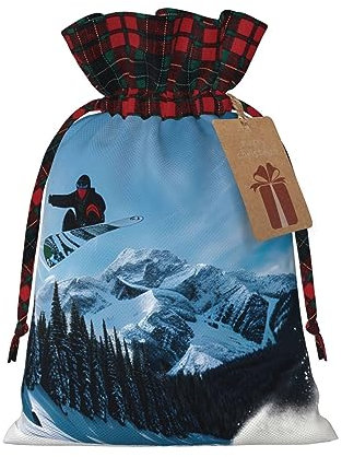 Ogniwo Snowboard-Weihnachtsgeschenktüten, Süßigkeitentüten zum Verpacken von Geschenken für Halloween, Geburtstag, Hochzeit, 21,1 x 30 cm