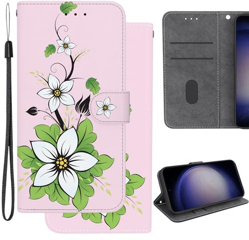 Ammeer Coque pour LG V40 ThinQ, PU Cuir Flip Housse Étui Rabat Cover Case Portefeuille Support avec Porte-Cartes Pochettes Fermoir Magnétique - Lys