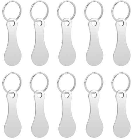 Lot de 10 jetons de chariot en métal avec anneau de suspension rond - Utilisation pour chariots de courses - Déverrouilleur - Décapsuleur - Décorations